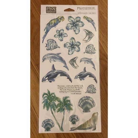 Vintage PSX Scrapbooking Stickers Tropical Sealife Plants Floral Archival Sealed - Picture 1 of 4